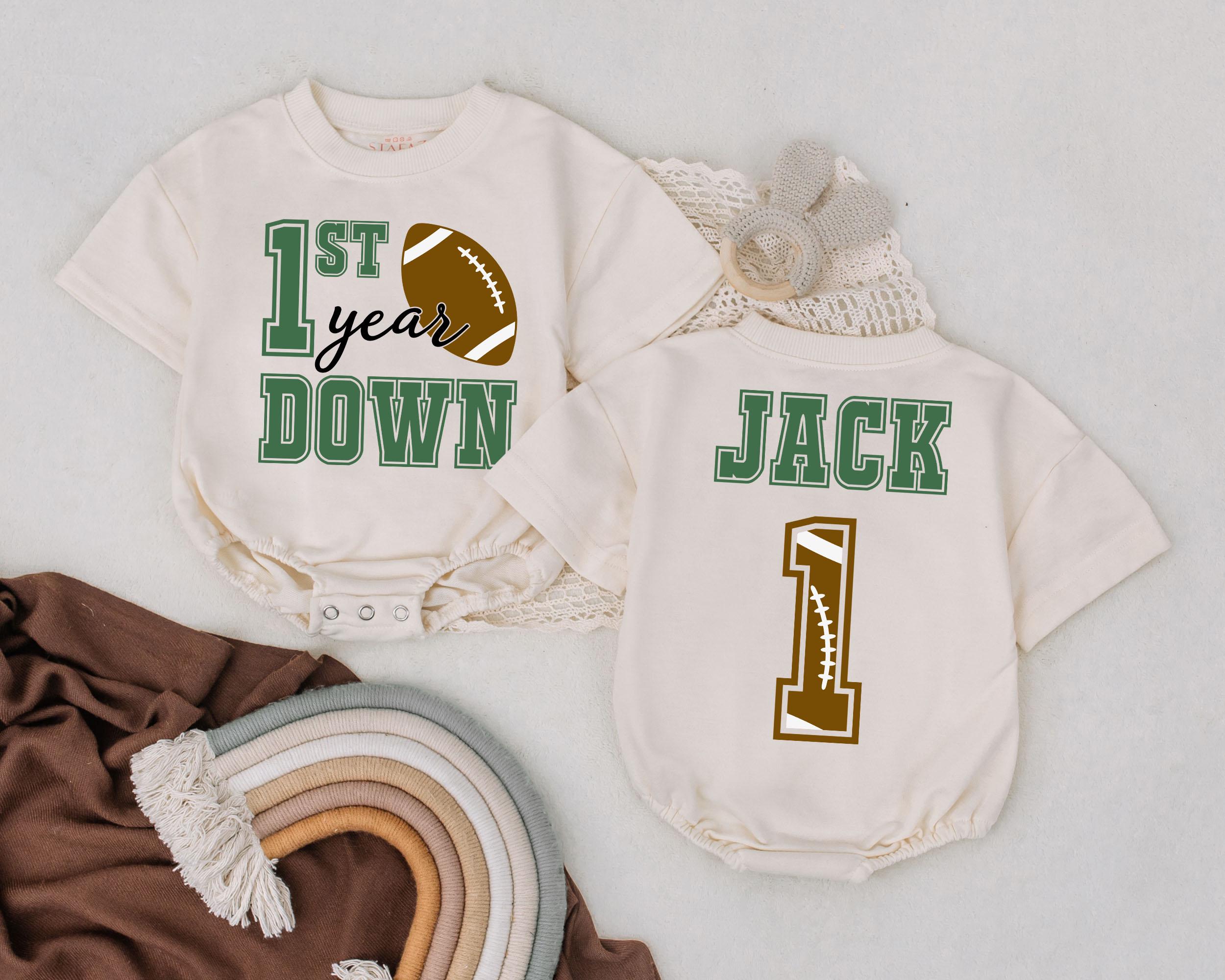Custom First Year Football Bodysuit for Baby's Birthday Bash