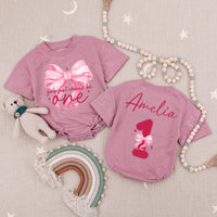 Girls Just Wanna Be One Pink Birthday Bodysuit with Satin Bow Romper for 1st Birthday Baby Girl Coquette Design Cotton Comfort Outfit