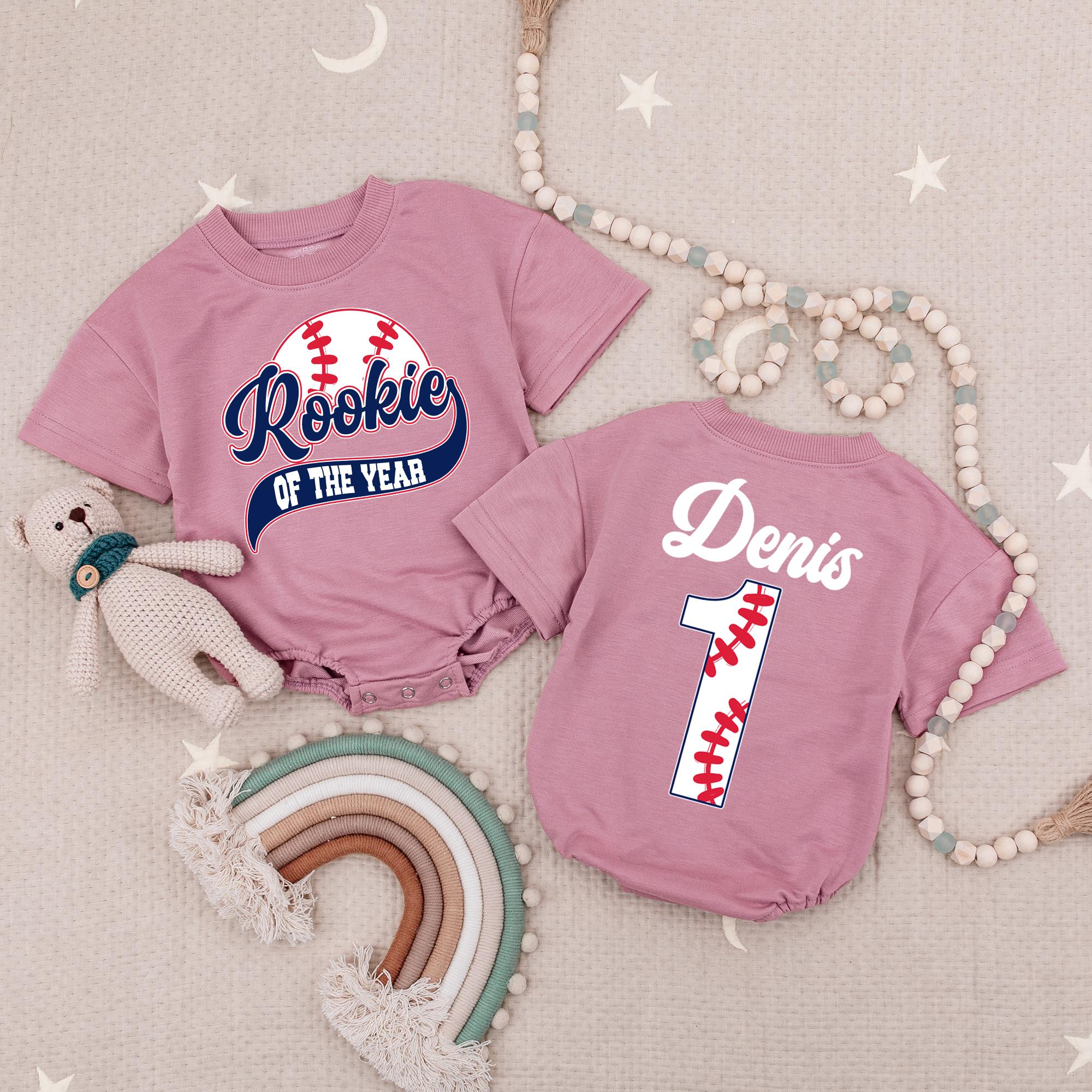 Rookie Of The Year Baby Romper Personalized Baseball Birthday Outfit Boys Sports Bodysuit Custom Name Denis Soft Cotton Playwear