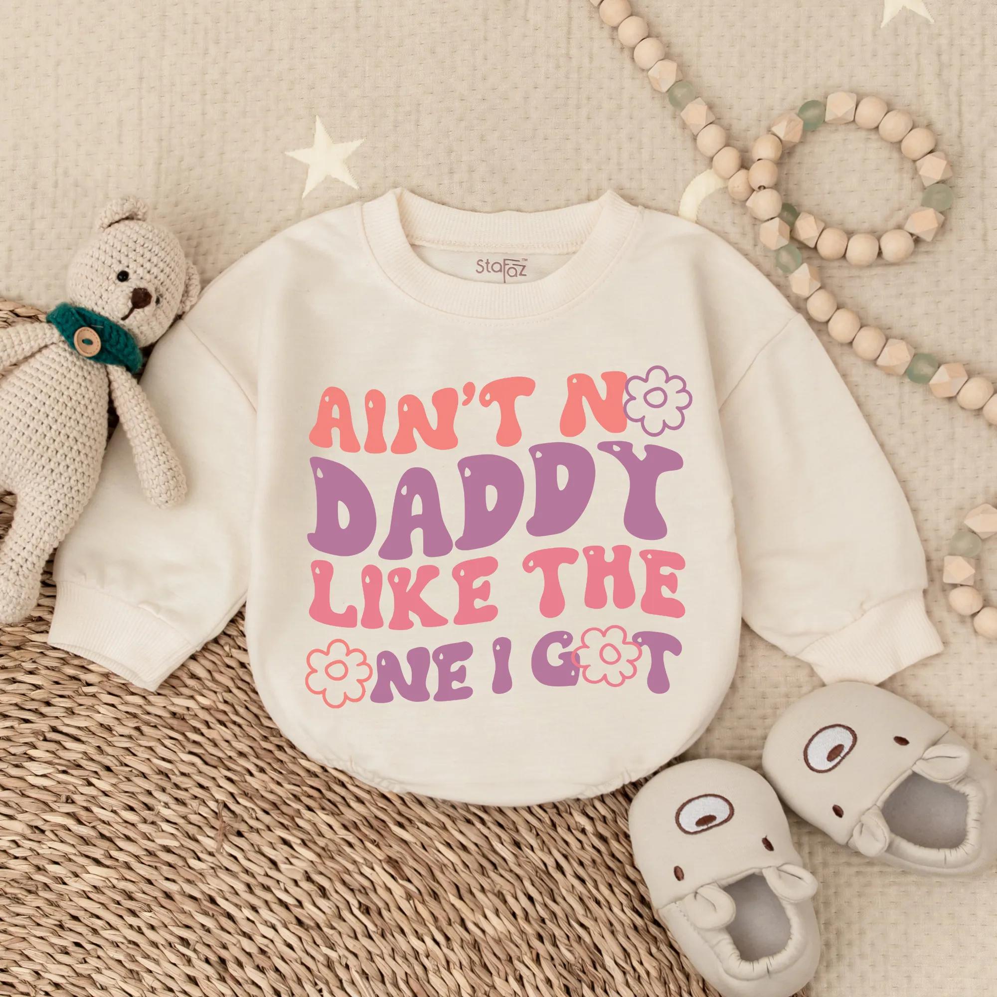 Ain't No Daddy Like Mine Romper Baby Bodysuit Father's Day Gift Soft Cotton Outfit for Newborns and Infants Retro Floral Design