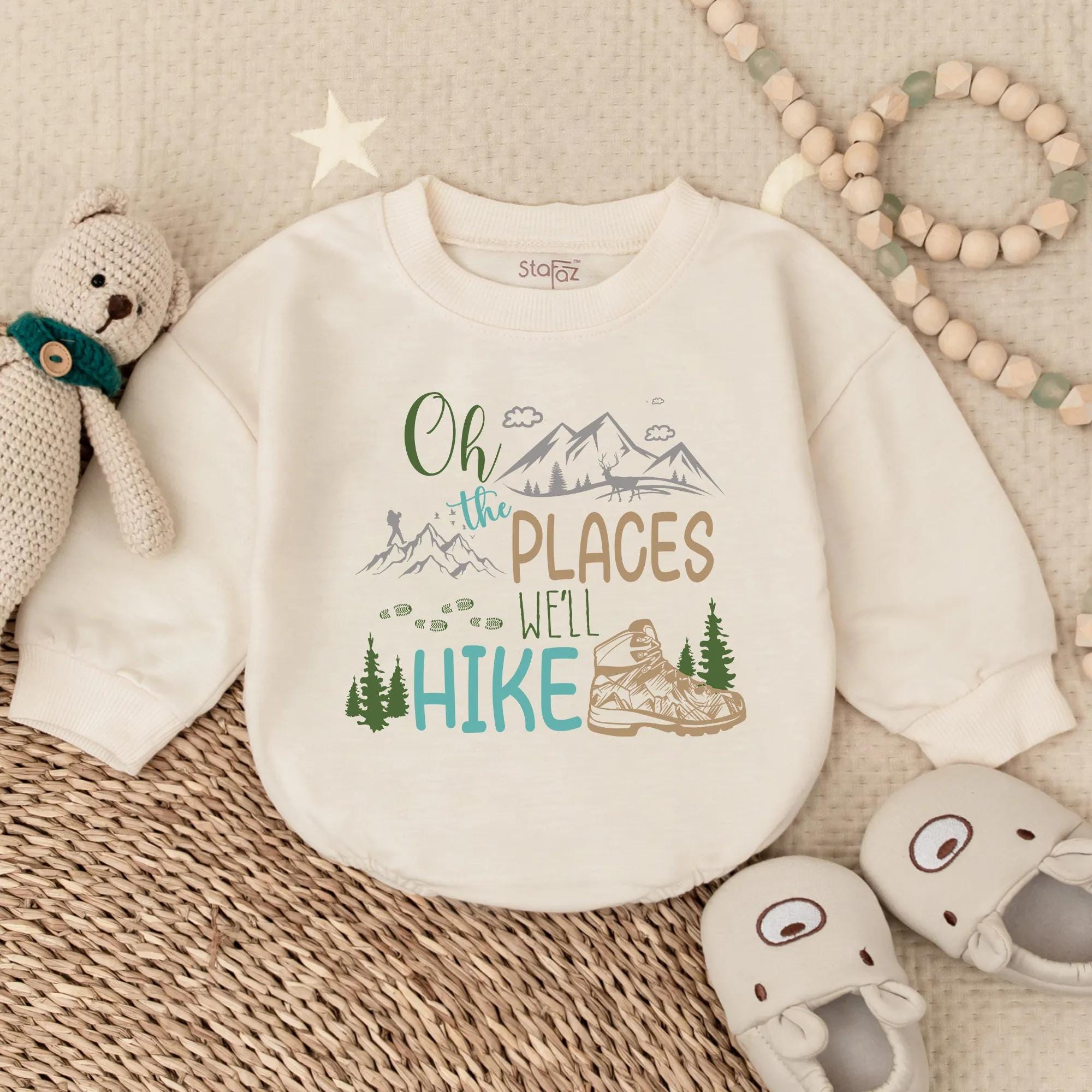 Hiking Baby Bubble Romper Adventure Theme Outfit Outdoor Gift Infant Explorer Cotton Soft Comfortable Nature Design