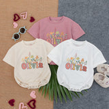 Personalized Floral Baby Bubble Romper with Olivia Design