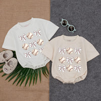 Vintage Baseball & Bow Baby Romper for Game Day