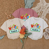 Personalized Baby Romper with Beach Theme Custom Name Summer Outfit Vibrant Party Clothes for Boys Soft Cotton Vacation Bodysuit