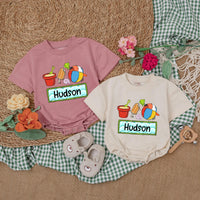 Personalized Baby Romper with Beach Theme Custom Name Summer Outfit Vibrant Party Clothes for Boys Soft Cotton Vacation Bodysuit