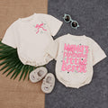 Mama's Expensive Little Bestie Pink Bow Romper Boho Baby Girl Outfit Cute Floral Star Pattern Mother's Day Gift Special Occasion Clothes