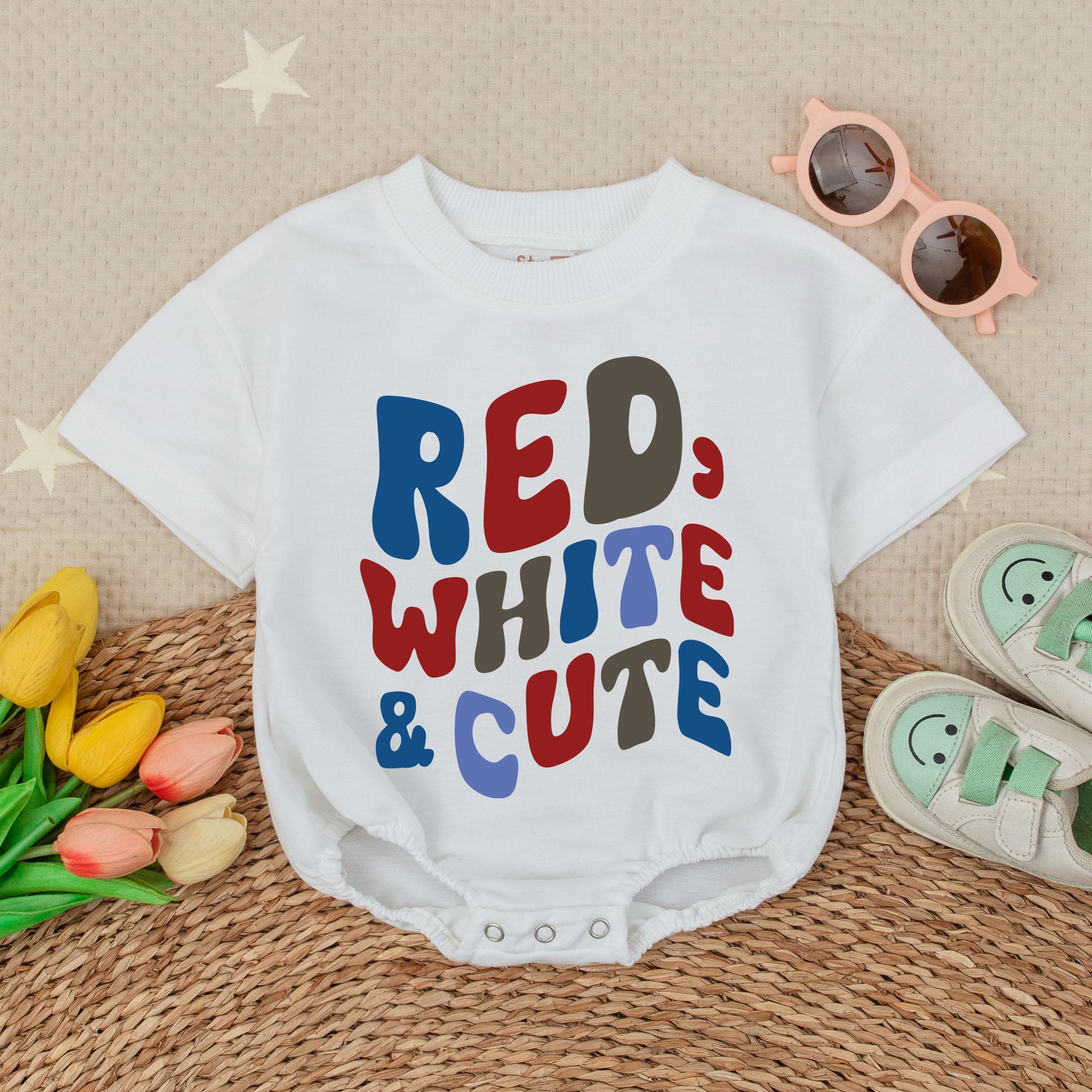Red White & Cute Baby Romper for 4th of July Celebration Soft Cotton USA Patriotic Infant Bodysuit Festive Holiday Outfit First Independence Day