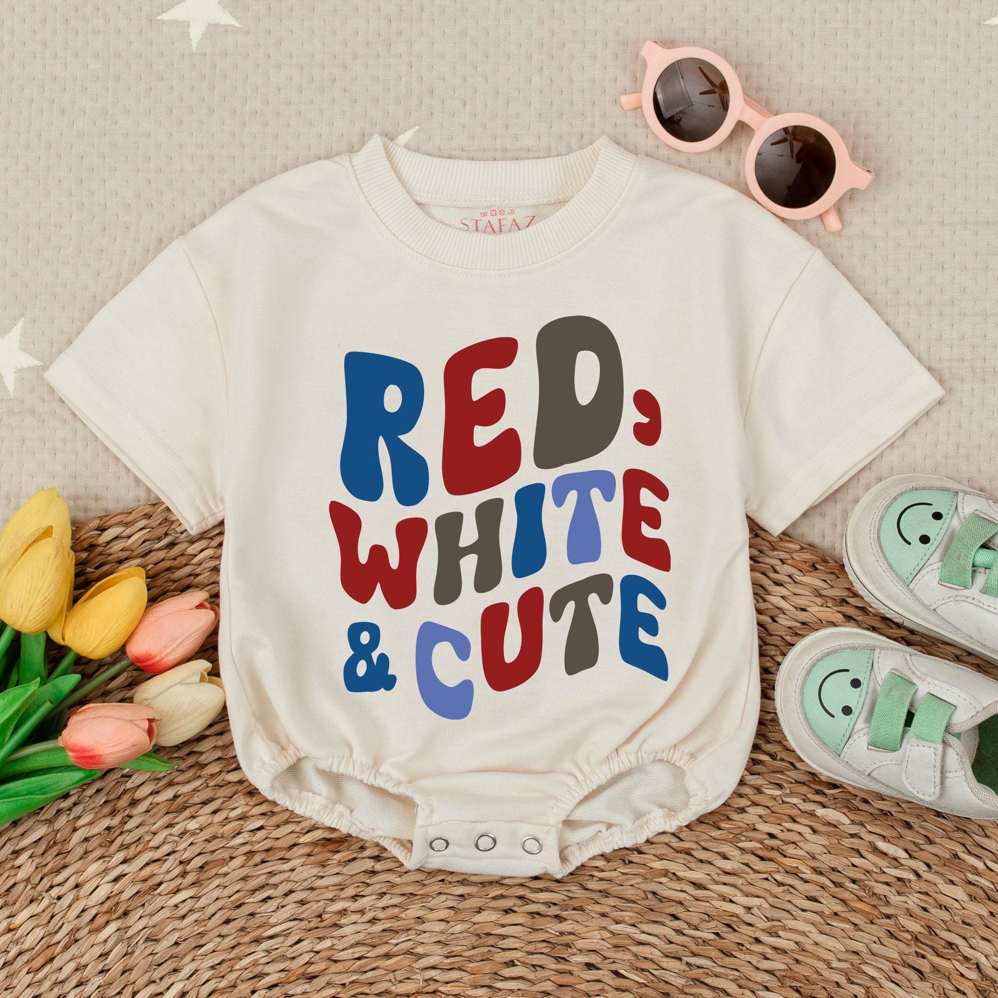 Red White & Cute Baby Romper for 4th of July Celebration Soft Cotton USA Patriotic Infant Bodysuit Festive Holiday Outfit First Independence Day