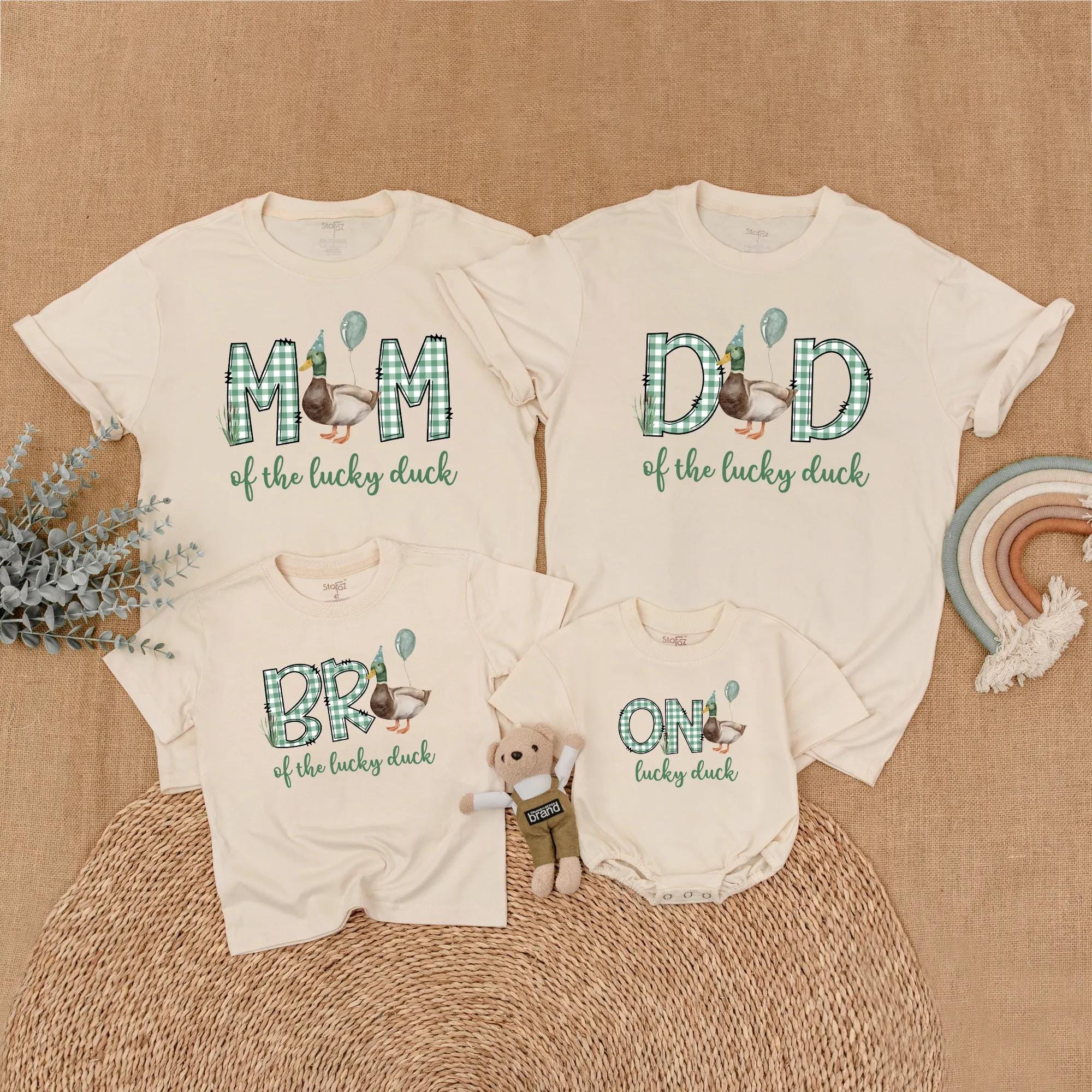 Matching Family Birthday Shirts Mallard Duck Design Personalized Party Outfit Fun Celebration Cotton Comfortable Baby Toddler Gift