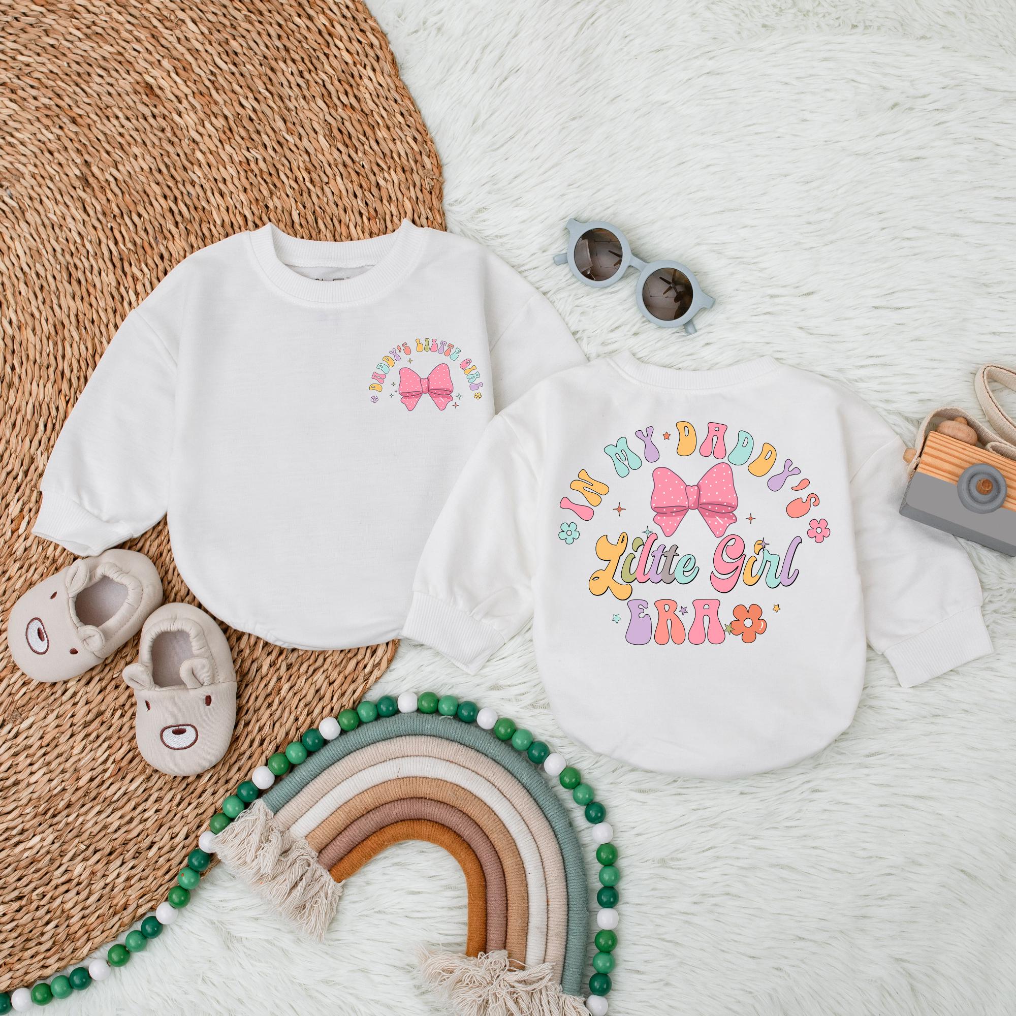 In My Daddy's Little Girl Era Romper Colorful Bow Design Baby Girl Outfit Birthday Gift Cotton Soft Comfortable Infant Clothes