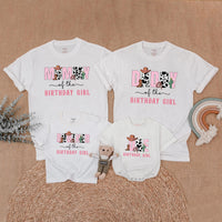 Custom Mommy and Me Matching Family Shirts, Cow Print Western Birthday Outfit, Soft Cotton Toddler Romper and Adult Tee for 1st Birthday