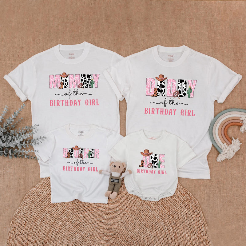 Custom Mommy and Me Matching Family Shirts, Cow Print Western Birthday Outfit, Soft Cotton Toddler Romper and Adult Tee for 1st Birthday