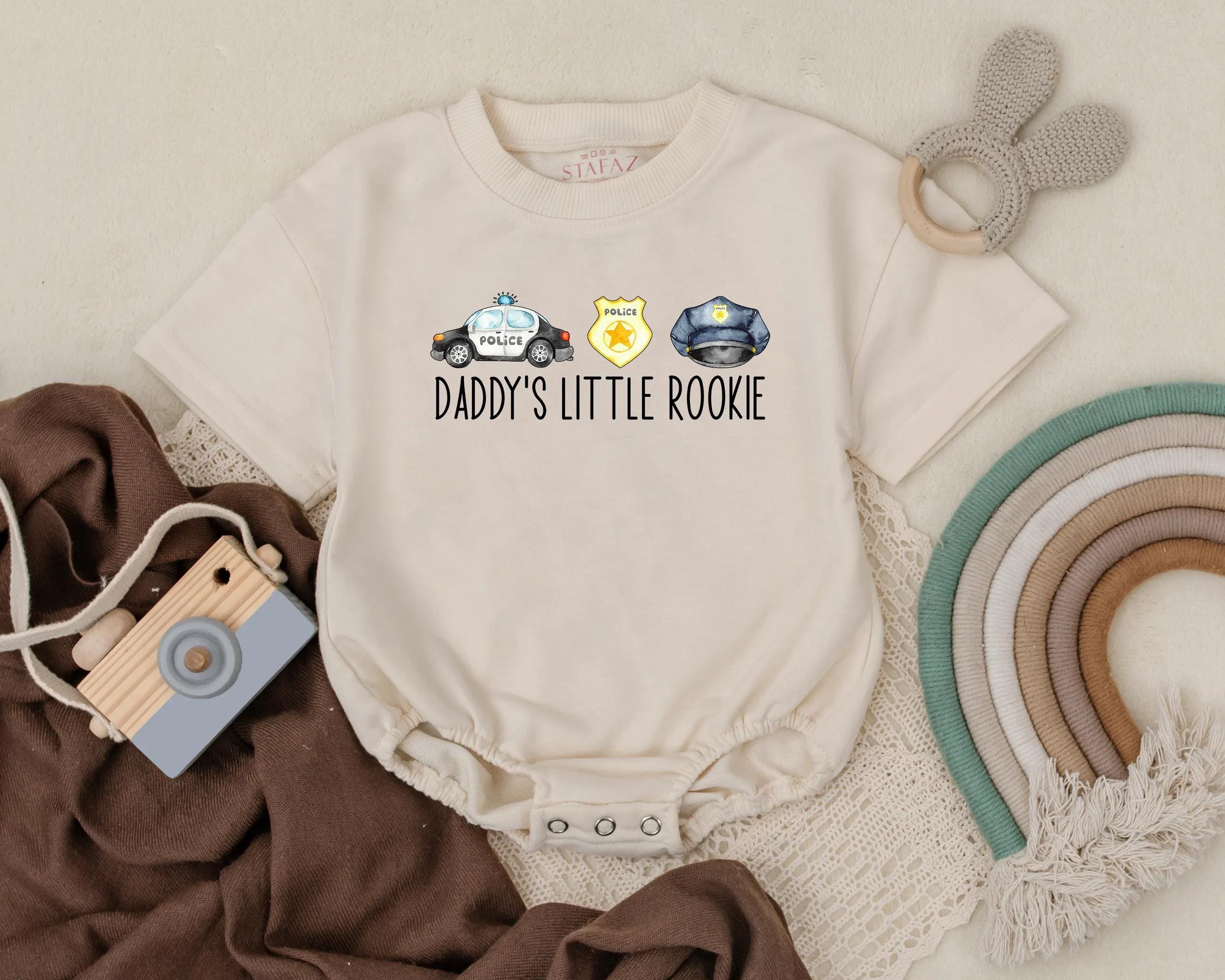 Daddy's Little Rookie Baby Romper Police-Themed Infant Bodysuit Fun Law Enforcement Outfit Soft Cotton Newborn Gift for Dad