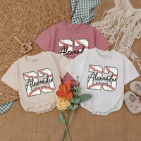 Personalized Baseball Baby Romper Alexander 23 Sporty Infant Outfit with Red Stitching Playful Custom Gift for Boys Holiday Party