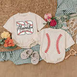 Personalized Baseball Baby Romper Alexander 23 Sporty Infant Outfit with Red Stitching Playful Custom Gift for Boys Holiday Party