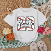 Personalized Baseball Baby Romper Alexander 23 Sporty Infant Outfit with Red Stitching Playful Custom Gift for Boys Holiday Party
