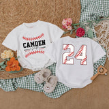 Custom Baseball Baby Romper with Name and Number Sporty Game Day Outfit for Boys Red Stitching Camden 24 Playful Gift Idea