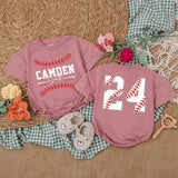 Custom Baseball Baby Romper with Name and Number Sporty Game Day Outfit for Boys Red Stitching Camden 24 Playful Gift Idea