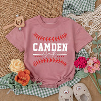 Custom Baseball Baby Romper with Name and Number Sporty Game Day Outfit for Boys Red Stitching Camden 24 Playful Gift Idea