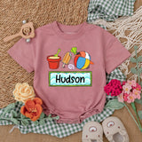 Personalized Baby Romper with Beach Theme Custom Name Summer Outfit Vibrant Party Clothes for Boys Soft Cotton Vacation Bodysuit