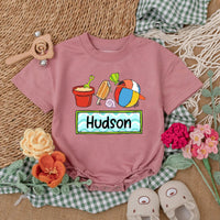 Personalized Baby Romper with Beach Theme Custom Name Summer Outfit Vibrant Party Clothes for Boys Soft Cotton Vacation Bodysuit