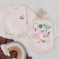 Custom Name Pickleball Romper for Baby Playful Paddle and Ball Design in Pink Green Yellow Cute Outfit Gift for Pickleball Lovers