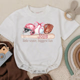 Custom Baby Girl Baseball Romper with Pink Helmet Little Sister Sports Outfit Soft Cotton Newborn Clothing Gift