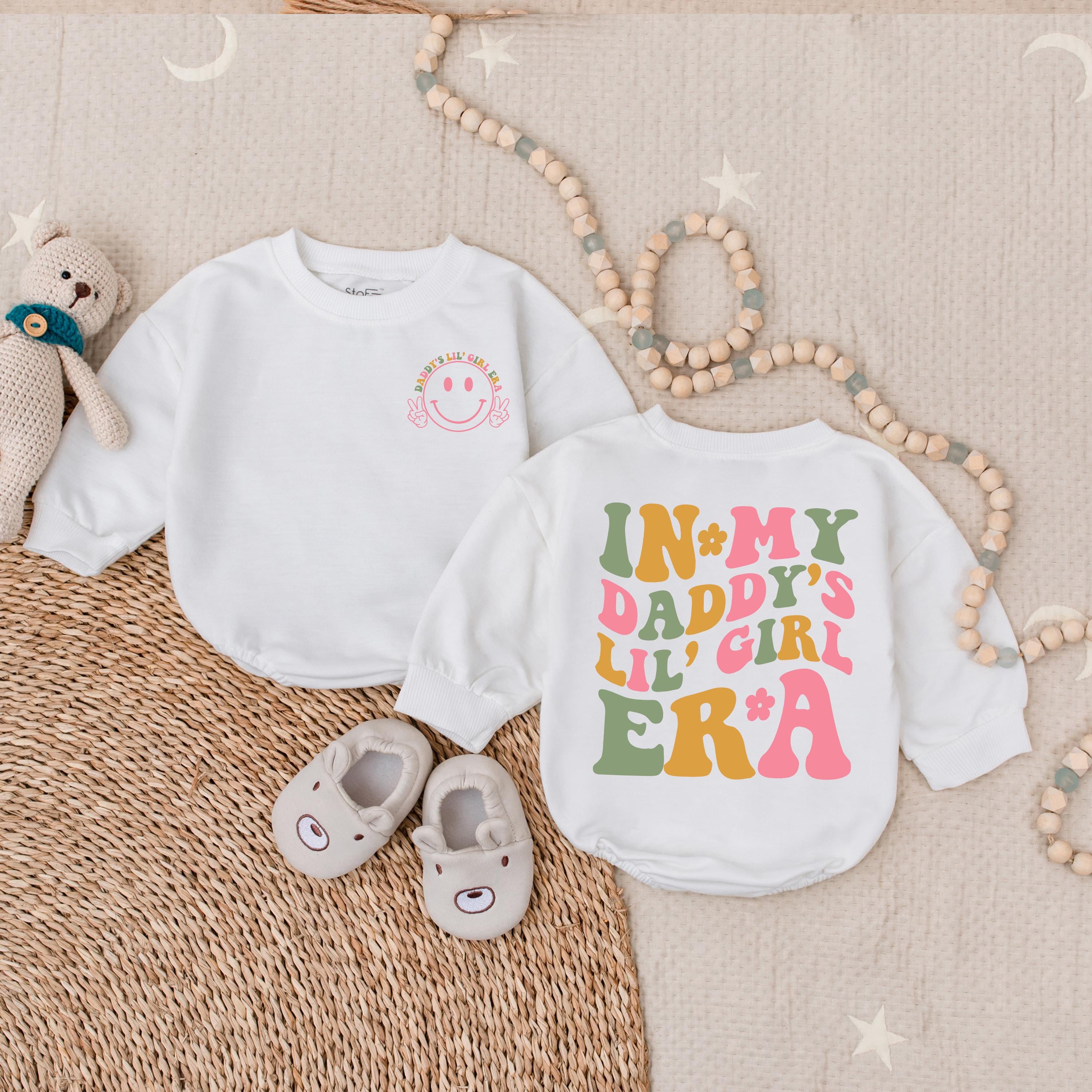 In My Daddy's Lil' Girl Era Romper Pastel Smile Baby Outfit Holiday Gift Cotton Toddler Baby Girl Clothes Retro Style Pink Bodysuit