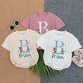 Personalized Baby Boy Romper with Monogram B Watercolor Fishing Design Soft Blue Toddler Summer Outfit Gift Playful Handwritten Name