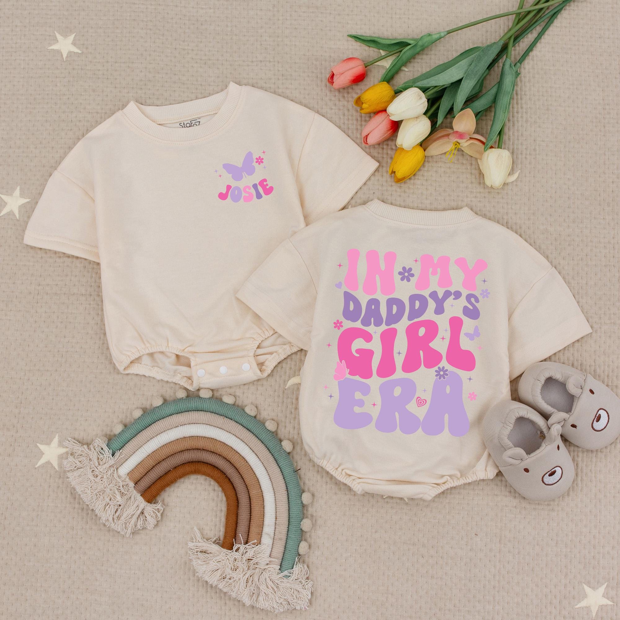 Personalized Daddy's Girl Era Baby Romper with Butterfly and Name Playful Outfit for Toddler Girl Soft Cotton Gift Birthday Celebration