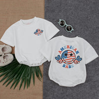 Personalized American Babe T-Shirt Romper for Baby Girls Red White Blue 4th of July Outfit Patriotic Infant Bodysuit Custom Name Summer