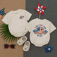 Personalized American Babe T-Shirt Romper for Baby Girls Red White Blue 4th of July Outfit Patriotic Infant Bodysuit Custom Name Summer