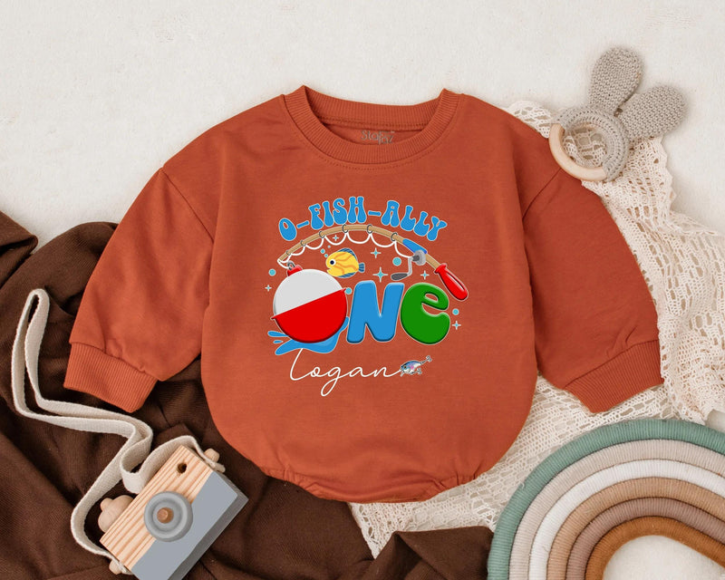 Personalized O-Fish-Ally One Romper Baby Boy First Birthday Outfit Fishing Theme Cotton Bodysuit Vibrant Summer Celebration Gift