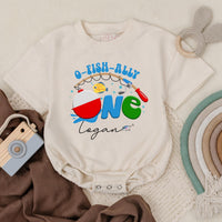 Personalized O-Fish-Ally One Romper Baby Boy First Birthday Outfit Fishing Theme Cotton Bodysuit Vibrant Summer Celebration Gift