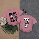 Custom Soccer Sister Era Romper for Kids - Personalized Name & Number, Soft Cotton Long Sleeve Outfit for Game Day or Birthday Gift
