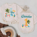 Custom Baby Surf Beach First Birthday Romper Pink Van Palm Trees Soft Cotton Outfit Summer Party Gift Personalized Name The Big One