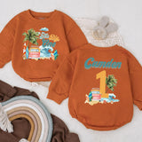Custom Baby Surf Beach First Birthday Romper Pink Van Palm Trees Soft Cotton Outfit Summer Party Gift Personalized Name The Big One