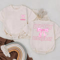 Custom Baby Girl Birthday Romper with Pink Bow and Name One Year Old Soft Outfit Milestone Celebration Clothes Party Gift