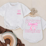 Custom Baby Girl Birthday Romper with Pink Bow and Name One Year Old Soft Outfit Milestone Celebration Clothes Party Gift