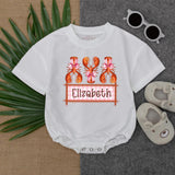 Personalized Crawfish Baby Romper with Bows Vibrant Festive Outfit Girl Crawfish Boil Gift Soft Cotton Playful Design Birthday Party