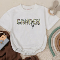 Personalized Camden Grace Baby Romper with Camo Pattern Outdoor Nature Summer Outfit for Infant Boy Duck Theme Cotton Comfortable Wear
