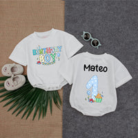 Custom Birthday Boy Romper with Cupcake Design for Baby's First Party Vibrant Colors Personalized Name Outfit Toddler Celebration Gift