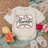 Personalized Baseball Baby Romper Alexander 23 Sporty Infant Outfit with Red Stitching Playful Custom Gift for Boys Holiday Party