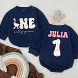 Personalized First Birthday Romper Floral Silly Goose Design Custom Name Baby Girl Outfit Soft Pastel Infant Party Clothes Gift