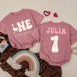 Personalized First Birthday Romper Floral Silly Goose Design Custom Name Baby Girl Outfit Soft Pastel Infant Party Clothes Gift