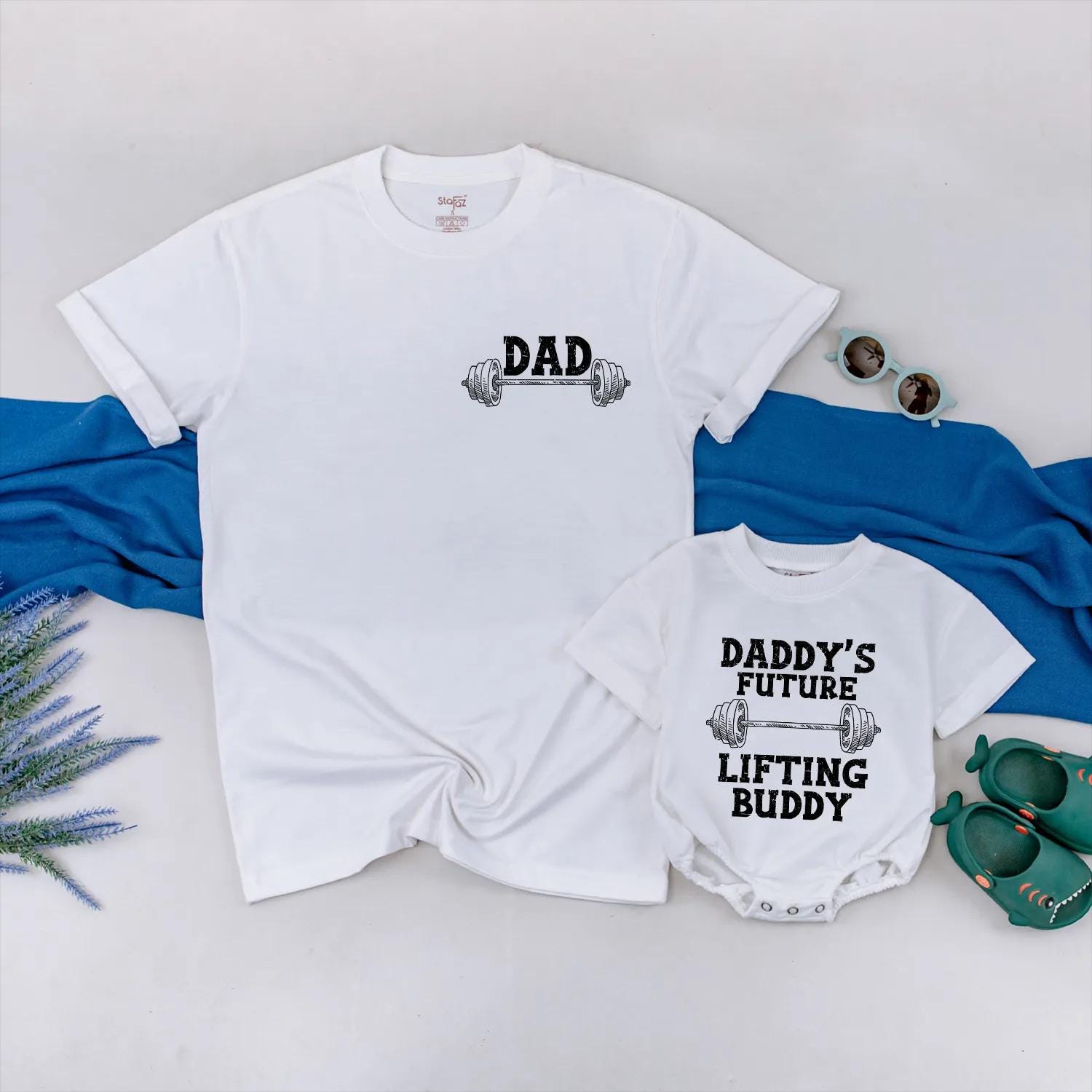 Dad and Baby Matching Gym Shirts Custom Personalized Weightlifting Outfit Father's Day Gift Sporty Cotton Comfort