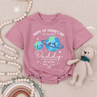 Custom Baby Romper for Happy 1st Father's Day, Soft Cotton Outfit with Planet Artwork, Perfect First Father’s Day Gift for Daddy