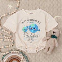 Custom Baby Romper for Happy 1st Father's Day, Soft Cotton Outfit with Planet Artwork, Perfect First Father’s Day Gift for Daddy