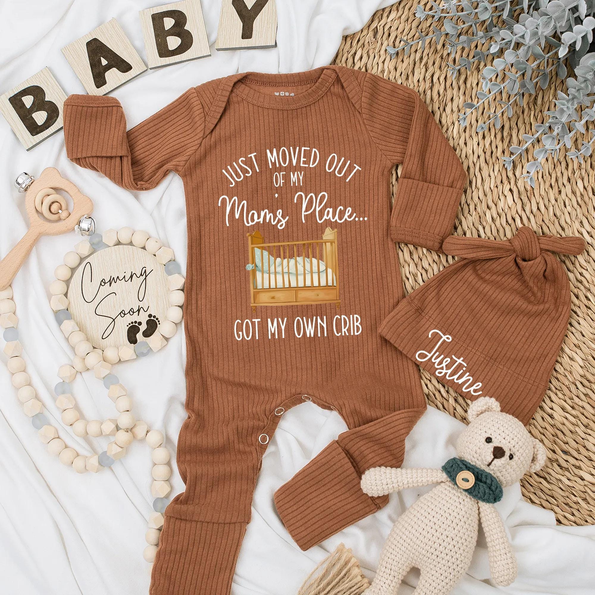 Personalized Just Moved Out Newborn Bodysuit Funny Crib Outfit Infant Baby Shower Gift Soft Cotton Comfortable
