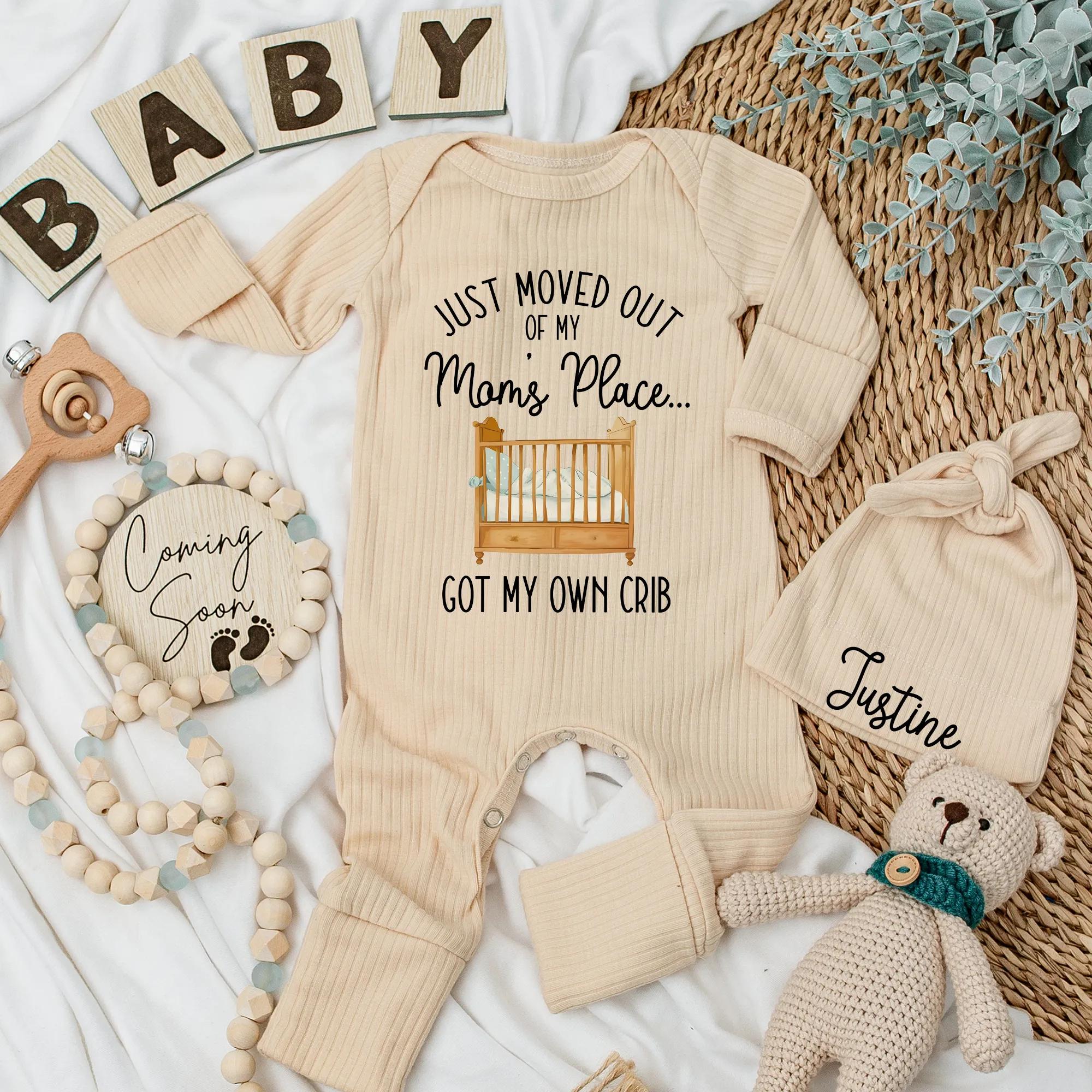 Personalized Just Moved Out Newborn Bodysuit Funny Crib Outfit Infant Baby Shower Gift Soft Cotton Comfortable